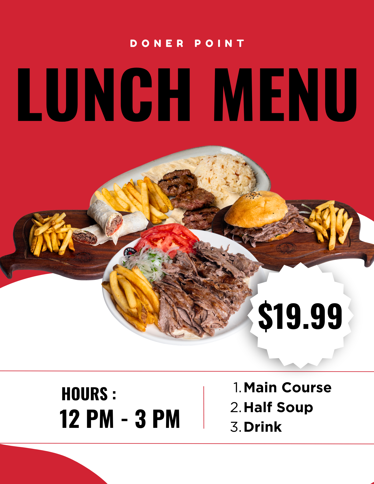 Lunch Menu Doner Point with variety of choices